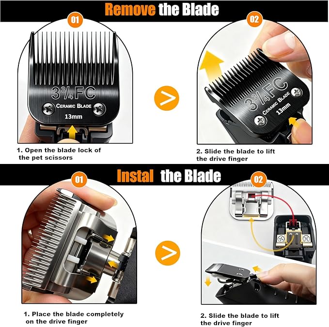 Dog Grooming Clipper Blades Replacement Compatible with Andis Dog Clippers,Most OsterA5, Wahl KM Series Pet Clippers (Black(3FC))