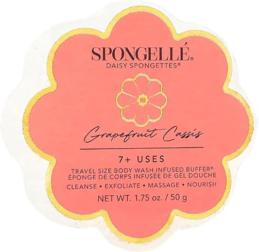 Spongelle Grapefruit Cassis Spongette Loofah Body Scrubber | Bath & Shower Loofah for Women | Body Scrubber Exfoliator with Body Wash Infused Sponge | 5+ uses | Zesty Grapefruit, Cassis & Vanilla