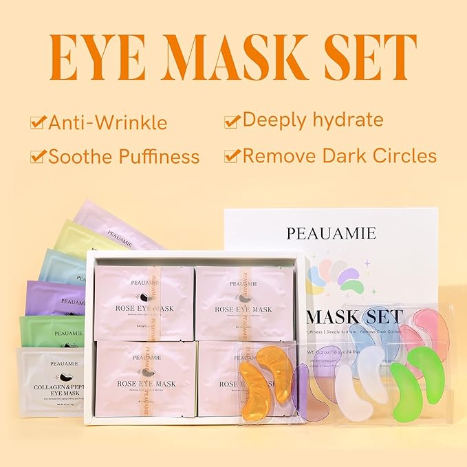 Under Eye Patches with Collagen and Hyaluronic Acid Eye Mask for Wrinkle,Dark Circles,Face Mask Skin Care Products 24 Pairs