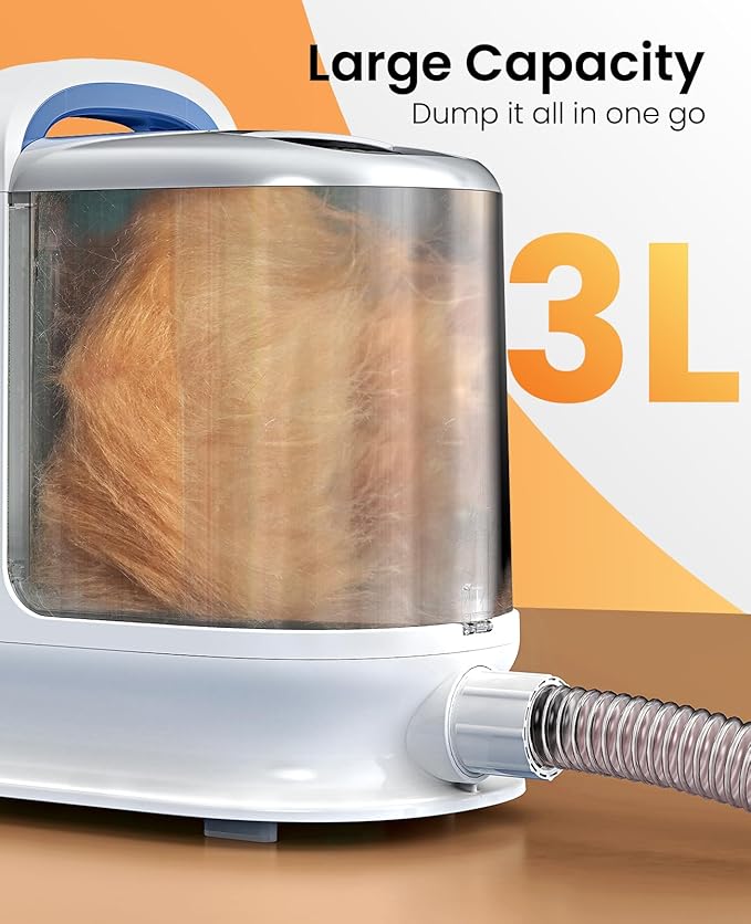 oneisall Dog Grooming Vacuum, 13000Pa Powerful 3L Dust Cup Pet Vacuum with Clippers & Shedding Brush 7 in 1 Dog Grooming Kit, 3L Dust Cup, Super Quiet, 3 Suction Levels, BM3