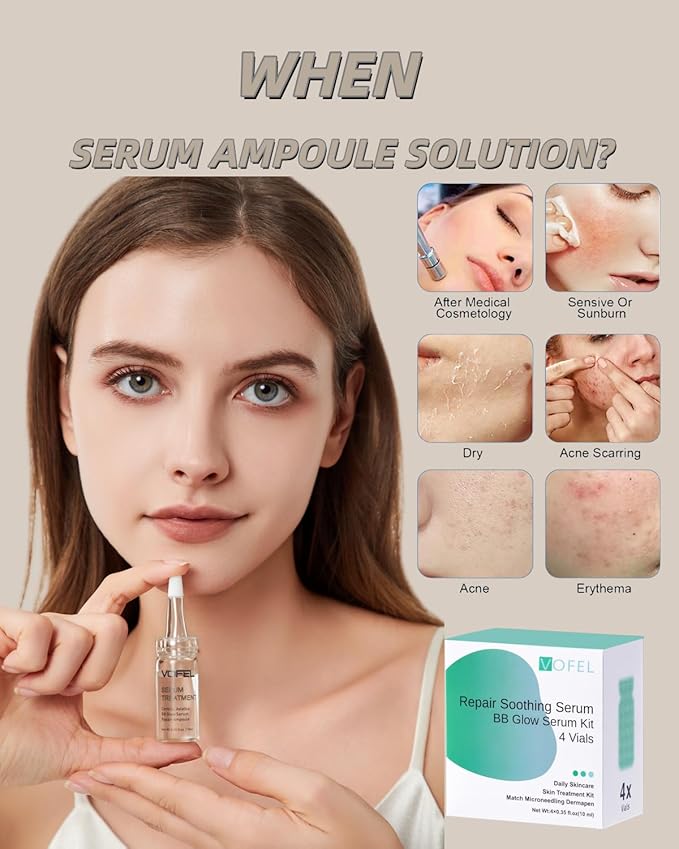 Centella Asiatica Serum for Face with Hyaluronic Acid Repair and Centella Serum for Face Moisturizer 0.35 oz 4 Vials (4pc repair kit)