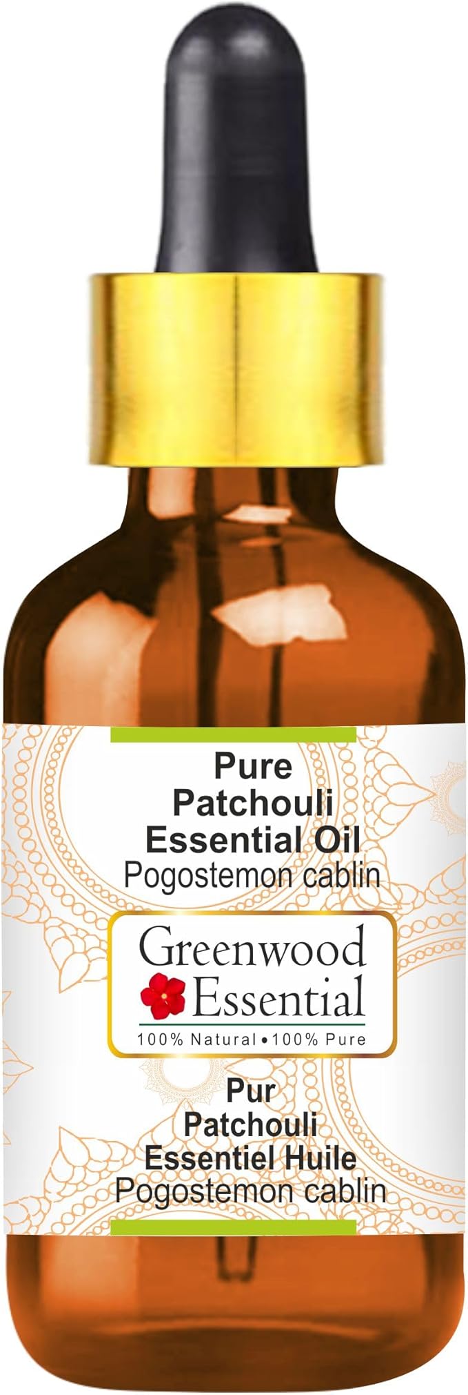Greenwood Essential Patchouli Essential Oil (Pogostemon cablin) with Glass Dropper | Pure | Non-Sticky | Non-Greasy | Lightweight | Men & Women | All Skin Types | Steam Distilled 10ml (0.33 oz)