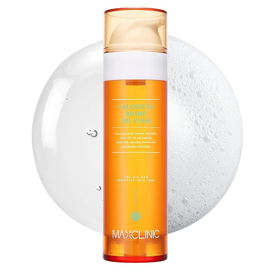 [K-Beauty] Calendula Biome Oil to Foam - All-in-One Korean Face Wash OilBased Foaming Facial Cleanser - Hydrating, Moisturizing & Soothing Makeup Deep Cleansing Oil for All Skin Types (3.88 fl oz)
