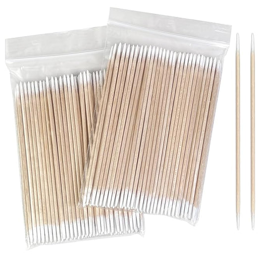 200 Pcs Pointed Cotton Swabs – 4-Inch Double-Sided Microblading Cotton Swab with Wooden Sticks for Makeup Application, Nail Care, and Tight Space – Soft, Lint-Free, Disposable Tattoo and Craft Tools