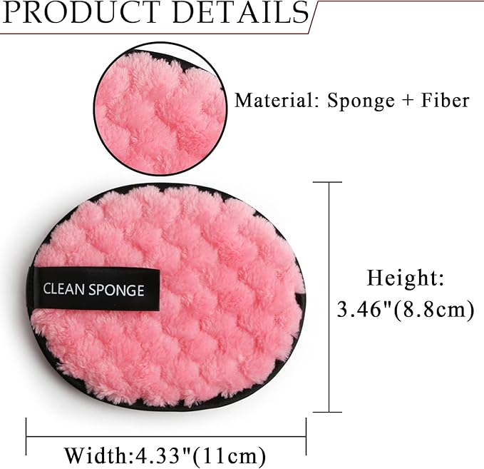 Vtrem 4 Colors Reusable Makeup Remover Pads Soft Facial Cleaning Puffs Towels Face Eye Lip Remover Pads Double-Side Washable Make Up Removing Cloth Microfiber, White/Pink/Brown/Black