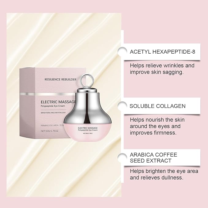 Electric Massage Eye Cream for Dark Circles, Wrinkles & Puffiness Relief, Firming, Hydrating, and Refreshing with Gentle Vibration