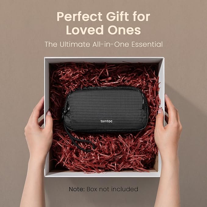 tomtoc Electronic Organizer Travel Case Performance, Water Resistant Dual Compartment Cable Organization Storage Bag for Charger, Cord, Phone, Hard Drive, Power Bank, Accessories Travel Essentials