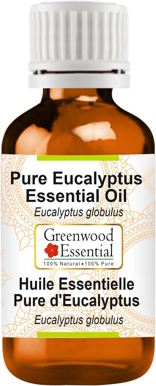 Greenwood Essential Eucalyptus Essential Oil (Eucalyptus globulus) Pure | Non-Sticky | Non-Greasy | Lightweight | Men & Women | All Skin Types | Steam Distilled 50ml (1.69 oz)