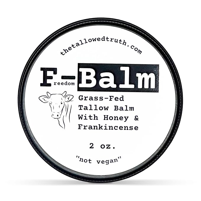 The Tallowed Truth F-Balm Tallow – Grass-fed, Grass-finished Tallow – 5 Ingredients Only – Canadian-made All Purpose Tallow Balm – Made in Canada – Tallow for Face & Body (2 oz (1-Pack), Original)