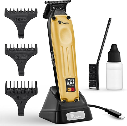 Fagaci Professional Zero Gapped Trimmer for Men, 5X Longer Sharpness Cordless Beard Trimmer for Men, T Liners Professional Trimmers for Barbers with Brushless Motor, Zero Gap Trimmers Barber T Blade