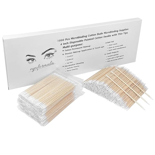 Eyxformula 1000 Pcs Double Tip Microblading Cotton Swabs – 4 Inch Precision Pointed Mini Small Cotton Swabs for Nail Art, Makeup Detailing, Eyebrow Mapping, Cleaning Electronics & Crafting Projects