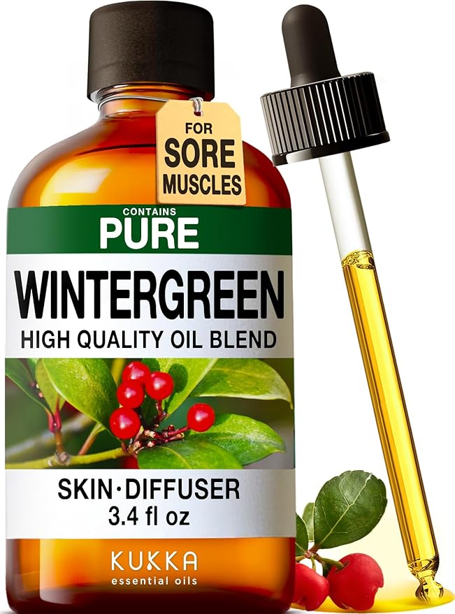 KUKKA Wintergreen Essential Oils - 3.40 Fl Oz - for Hair, Skin, Diffuser, Aromatherapy & DIY Soap Making Scent