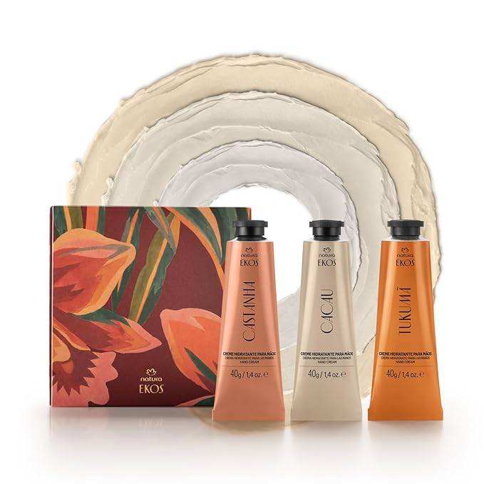 natura - Hand Cream Trio Holiday Gift Set – Travel Size, Brazil Nut, Tukumã & Cacau | 100% Vegan, Deep Nourishing Hand Creams Gift Box 1.4 oz (40g)