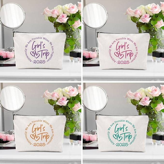 1 Pcs 3 Pcs 4 Pcs Makeup Bag, Girls Trip Gifts Favors Girls Weekend Gifts, Friendship Gifts for Women Bestie Bride