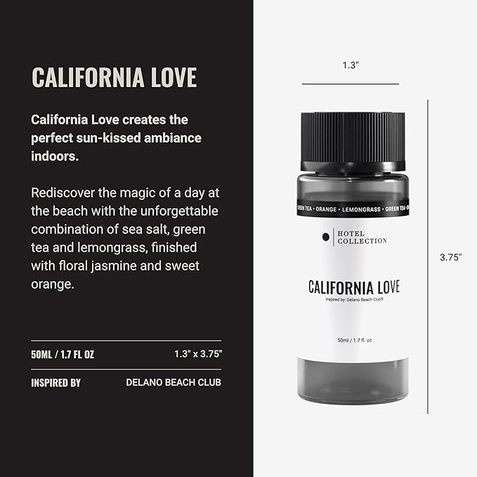 Hotel Collection | California Love Fragrance Oil Blend | Hotel Inspired Luxury Essential Oil Diffuser | Aromatherapy Scent Diffuser Oil | Green Tea, Orange and Lemongrass 1.7 fl oz, 50 mL