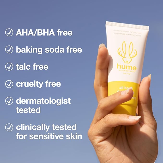 Hume Supernatural Invisible Whole Body Deo Balm - Full Body Protection - Aluminum Free, No Baking Soda - Anti-Chafing Odor Control - Clinically Tested on Sensitive Skin (Coconut Coast, 3-Pack)