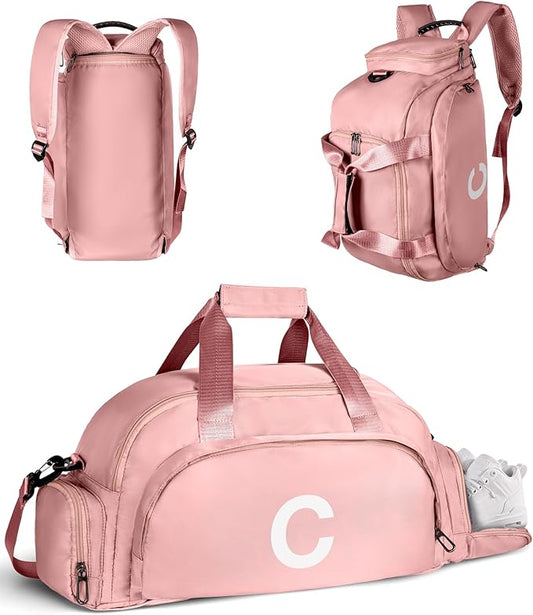 10 11 12 13 14 15 16 Year Old Girl Birthday Gift, Initial Gym Bags with Shoe Compartment, Dance Bag for Girls, Monogram Kid Overnight Bags, Teen Girl Gifts Trendy Stuff (Letter C)