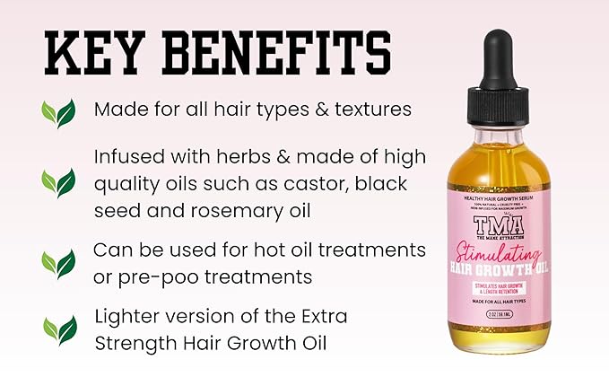 The Mane Attraction Hair Oil for All Hair Types, Infused with Rosemary Oil, Castor Oil & Black Seed Oil - Stimulating Hair Growth, Seals in Moisture, Soothes Irritated Scalp. Mini, 2oz