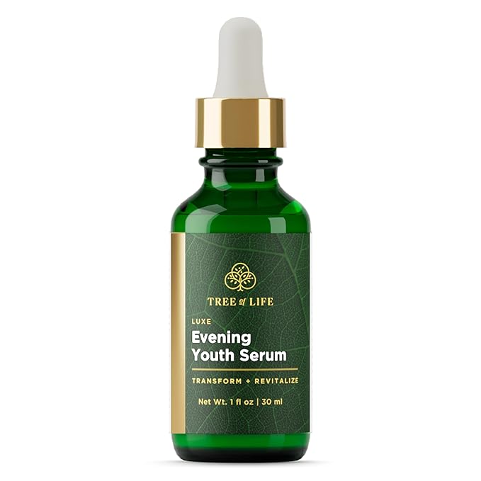 Tree of Life Facial Serum for Face - Skin Care Face Serums, Hydrating, Anti-Aging, Skin Care Duo Serums to Brightening Dark Spot, Smooth Dry & Sensitive Skins (Luxe Evening Youth, 1oz)