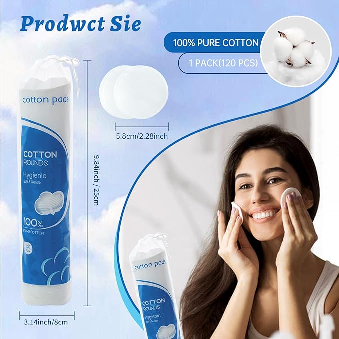 Simply Soft Cotton Rounds - 360 Count Premium Cotton Rounds for Face,100% Cotton Absorbent and Textured Cotton Pads,Makeup Remover Pads - Hypoallergenic, Lint-Free,for Removing Makeup,Nail Polish etc