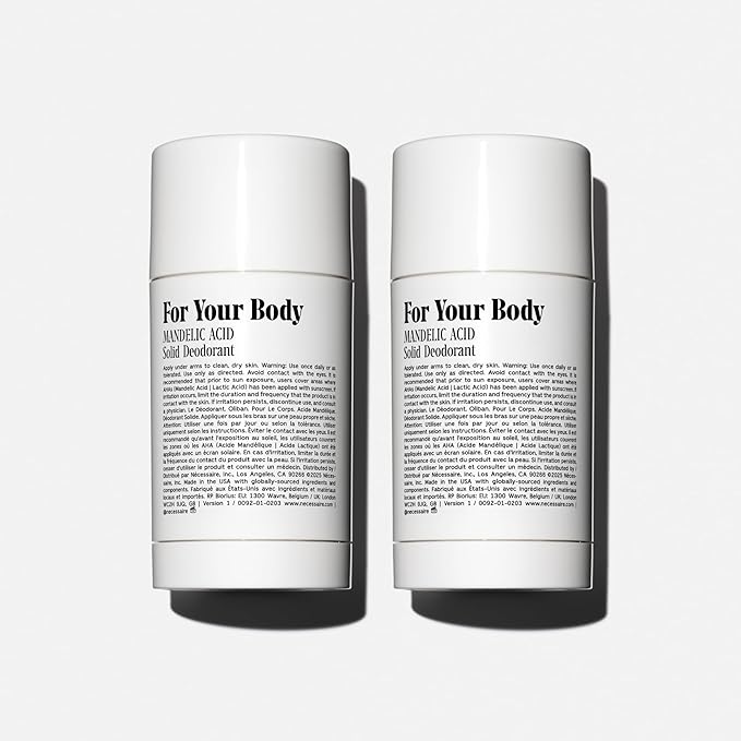 Nécessaire The Deodorant Fragrance-Free | Natural Aluminum Free Deodorant For Women & Men. Extra Strength Treatment with Mandelic Acid. Free of Baking Soda, Ozokerite & Parabens (2x 75 g/2.5 oz)