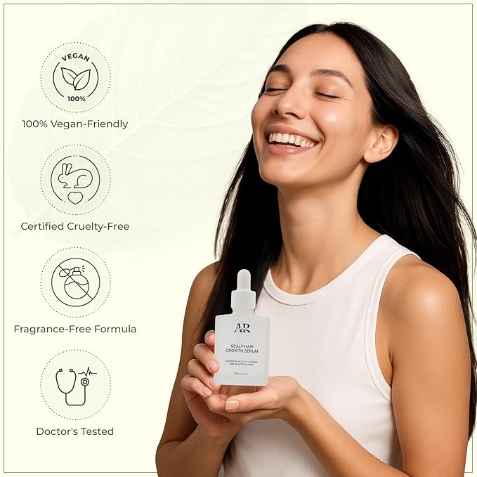 Scalp Hair Growth Serum -Thicker and Fuller Looking Hair - Paraben Smell Free- Nourishing Formula with Rosemary Biotin Caffeine Red Clover Hair Regrowth Treatment for Women Men - 1 Fl.Oz