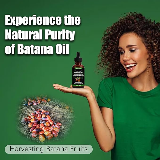 Batana Oil for Hair Growth-100% Organic Batana Oil– Strengthens, Thickens & Restores Natural Hair – Cold Pressed Raw Scalp & Hair Treatment for Men & Women – 60ml