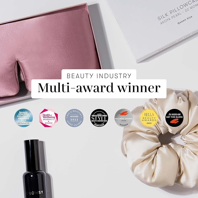 Drowsy Oversized Scrunchie – Luxury Mulberry Silk Hair Tie for All Hair Types, Sleep Scrunchie to Reduce Breakage, Maintain Moisture & Enhance Hair Shine - Dusty Gold