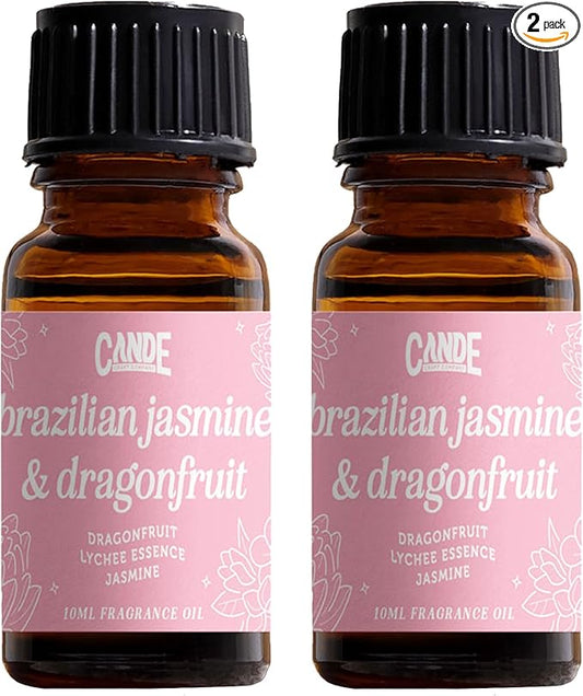 CANDECraftCo Premium Fragrance Oil – Diffuser Oils Fragrances Scented for Home, Candle Soap Making Supplies, Aromatherapy Blends for House (0.34 Fl Oz) (2-Pack, Brazilian Jasmine & Dragonfruit)