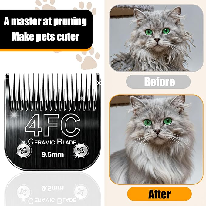 Dog Grooming Clipper Blades Replacement Compatible with Andis Dog Clippers,Most OsterA5, Wahl KM Series Pet Clippers (Black(4FC))