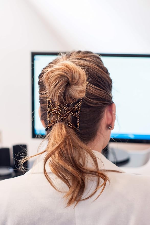 Hair Hugger for Fine, Thin, Short & Straight Hair by HairZing - Easy Comfy Styles, Add Volume with No Pressure - Double Comb with Elastic for UpDo, Ponytail, French Twist, Bun (Cloud - Large)