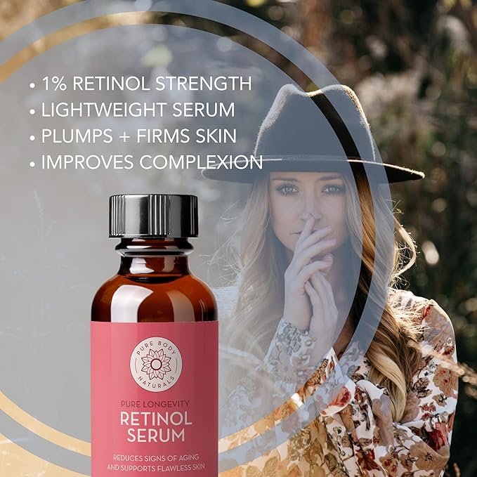 Pure Body Naturals Facial Serum - Hyaluronic Acid Serum, Retinol Serum, Vitamin C Serum, and Vitamin B3 (Niacinamide) Serum - A Perfect Serum Gift Set for Women of All Ages