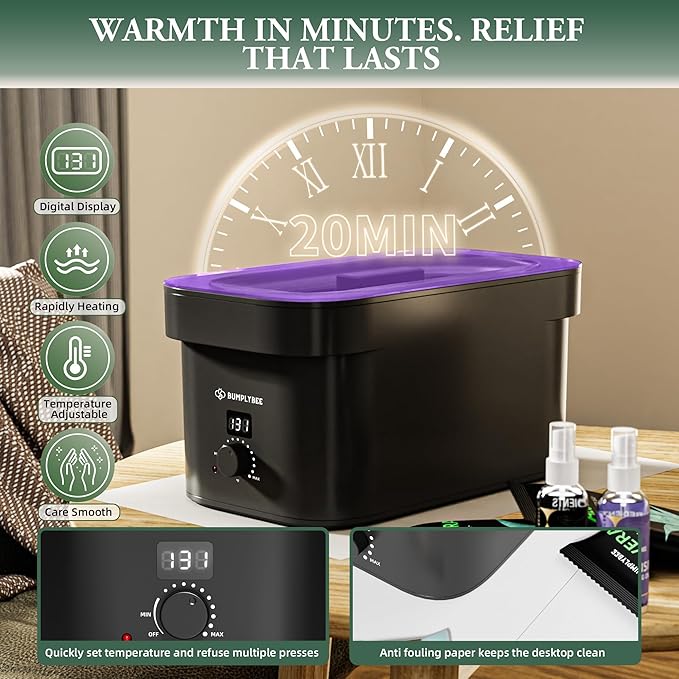 7000ml Paraffin Wax Machine for Hand and Feet-Black Hand Wax Paraffin Machine for Hands with 10pcs Aloe Vera Paraffin Bath Refills，Foot Care Kit,Moisturizing and Exfoliating