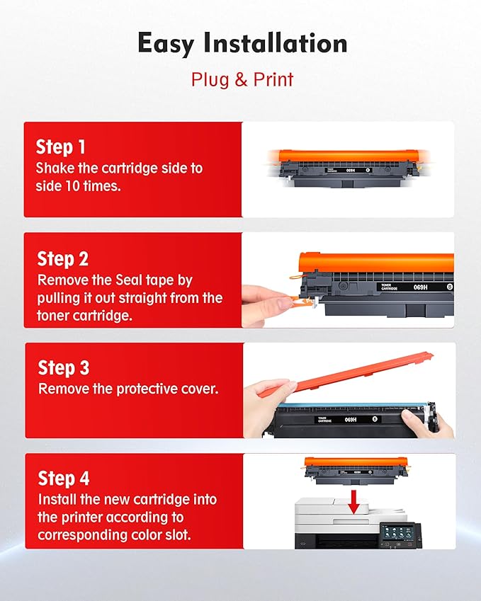 069H Toner Cartridges Set Mf753cdw - High Yield Replacement for Canon 069 Toner Cartridge Set, Works for Canon Color ImageCLASS Mf753cdw MF751Cdw MF752Cdw LBP674Cdw MF752Cdw MF756Cx LBP673Cdw (4 Pack)
