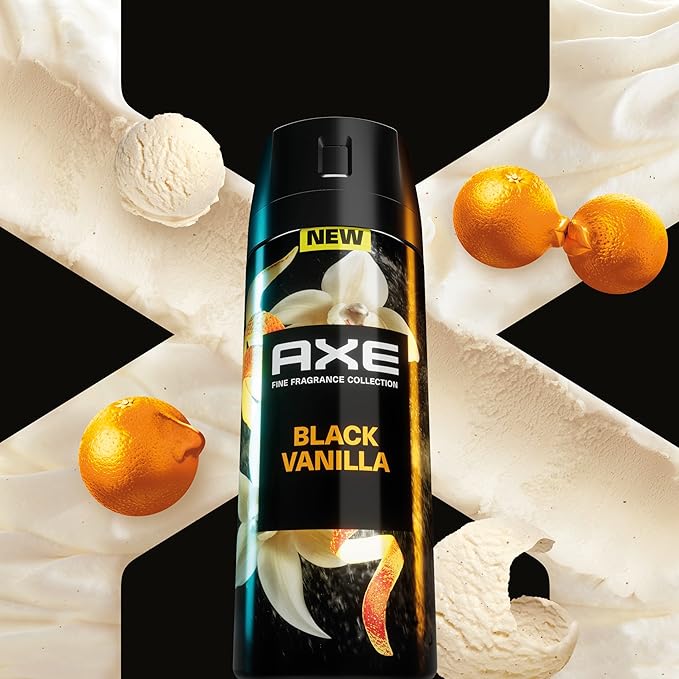 AXE Fine Fragrance Collection Premium Body Spray Black Vanilla with Orange + Sandalwood with 72H Odor Protection Aluminum-Free 4 oz