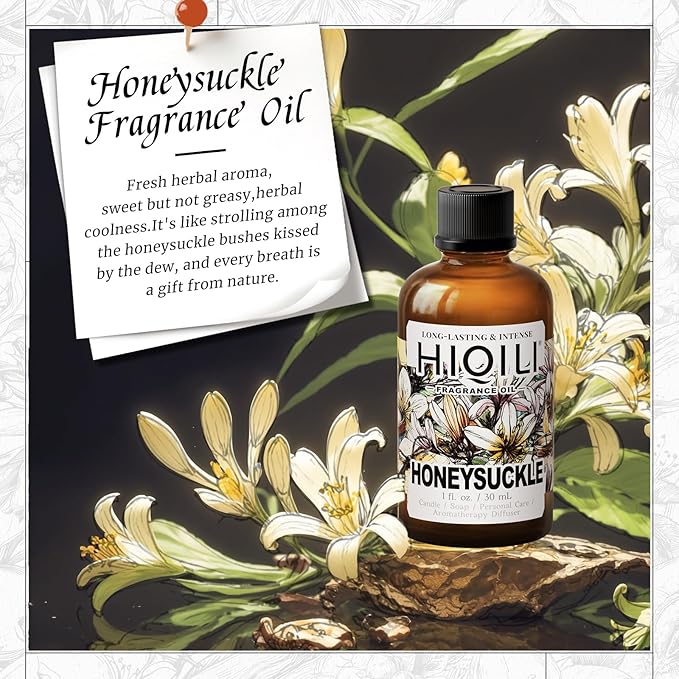 HIQILI Honeysuckle Fragrance Oil for Home Diffuser, Prefect for Candle & Soap Making, Relaxation, Beautiful Gifts - 1 Fl Oz