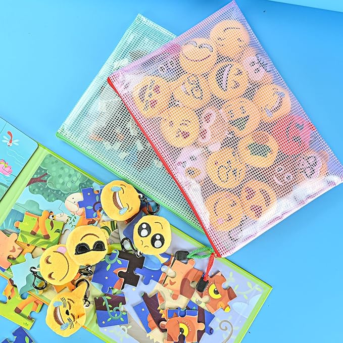 AUSTARK 10 Pcs Zipper File Bags, Waterproof Plastic Mesh Pouch for Office School, Board Game Storage Bags (B5 Size 11.4''x8.2'', Multicolored)