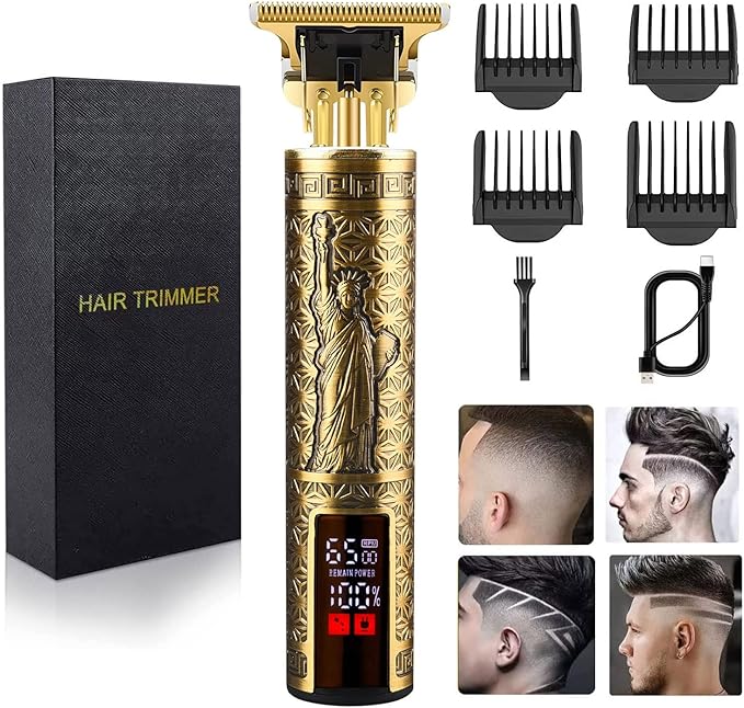 Hair Clippers for Mens Zero Gapped Cordless Hair Trimmer T-Blade Trimmer Professional Haircut & Grooming Kit Rechargeable Edgers Clippers Hair Trimmer Shaver Cutting Kit with LCD Display (Led-NS)