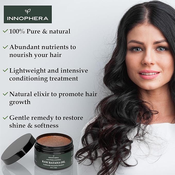 Raw Batana Oil for Hair Growth ‒ 100% Pure & Natural from Honduras ‒ Promotes Thicker & Softer Hair ‒ Nourishes & Rejuvenates ‒ 4 oz.