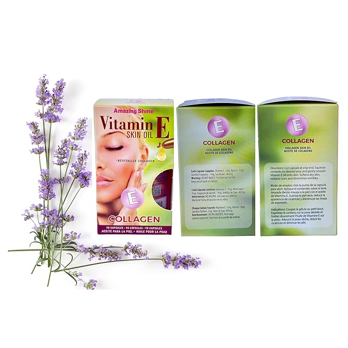 Amazing Shine Collagen Skin Oil Capsules, Topical Use Only, Single Use Twist Off Capsules, External Skin Oil, 90 Capsules