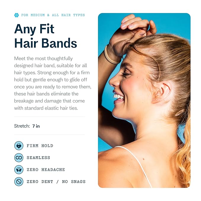 Gimme Beauty Medium Hold Hair Bands - Seamless Nylon & Spandex Ties for All Hair Types - Damage-Free, Comfort Fit Ponytail Holders - No-Crease Elastic Bands for Daily Use - 12 Pack, Blonde