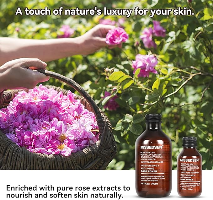 Rose Water Face Toner, Moisturizing & Anti-Aging for All Skin Types (13.5Fl Oz)