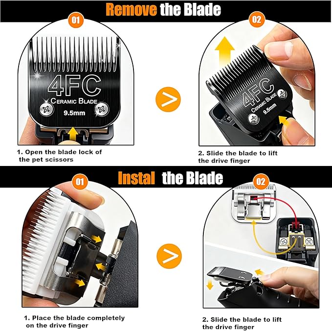 Dog Grooming Clipper Blades Replacement Compatible with Andis Dog Clippers,Most OsterA5, Wahl KM Series Pet Clippers (Black(4FC))