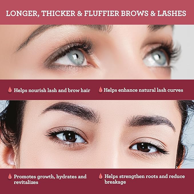 GuruNanda Natural Castor Oil Eyelash Enhance Serum with Rosemary Oil - Brush Applicator & 5 Pipettes, Helps Natural Hair Growth for Eyebrows & Beards, 2 Fl Oz