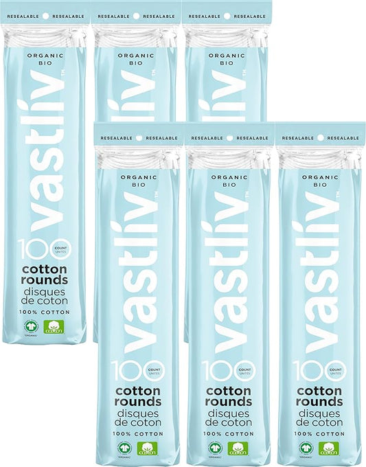 Organic Cotton Rounds for Face (600 Count) Makeup Remover Pads, Hypoallergenic, Lint-Free | 100% Pure