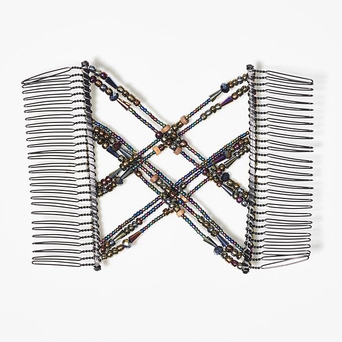 Stretchy No-Slip Hair Clip for Thick, Wavy Naturally Curly, Kinky Hair - Updos in Seconds, No Damage, Creases, or Pain - Comfy UpDo, Ponytail, French Twist, Bun (Earth - Large)