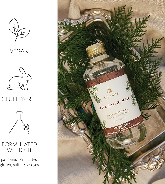 Thymes Reed Diffuser Oil Refill - Diffuser Oils Scents for Home Refill - Use for Reed Stick Room Air Fresheners (Frasier Fir, 7.75 fl oz)