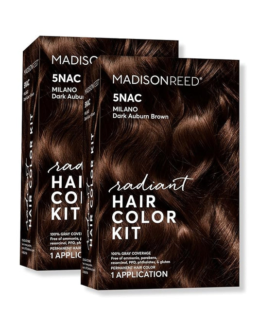 Madison Reed Radiant Hair Color Kit | 5NAC Dark Chocolate Brown with Copper-Auburn Undertones (Milano Brown) 100% Gray Hair Coverage | Dimensional Permanent Hair Dye | PPD & Ammonia-Free | 2 Pack