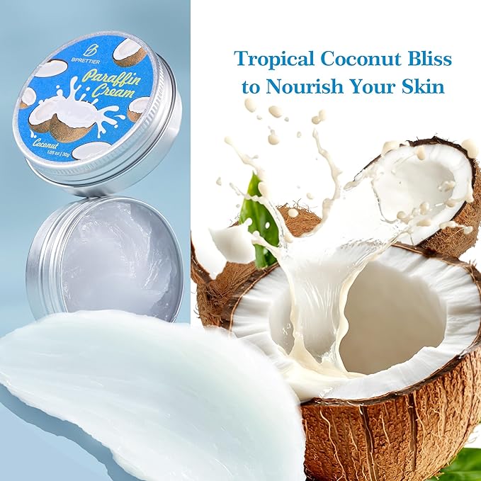 Cold Paraffin Wax Hand and Feet Nourishing Cream - No Heat Needed - Shea Butter Cuticle Care Balm - Coconut Scent - at Home Spa Results Without Melting Kits