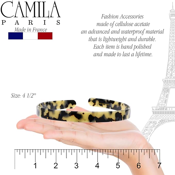 Camila Paris CP2002 French Headband for Women, Handmade Flow, Strong Hold Grip Women's Hair Band, Ligth and Very Flexible, No Slip and Durable Styling Girls Hair Accessories, Made in France